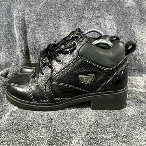 Milwaukee Black Leather Lace Up Motorcycle Boots Women size 9.5